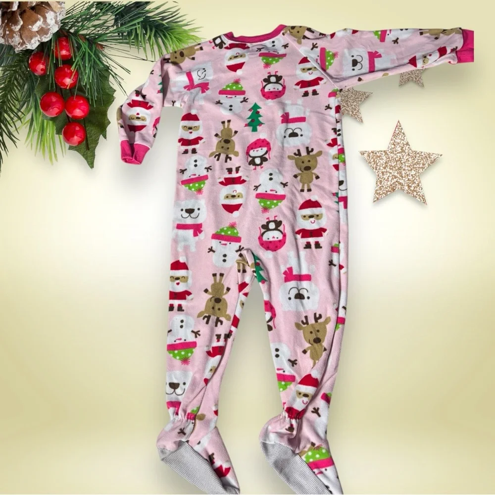 Carter's Pink Holiday Print Footie